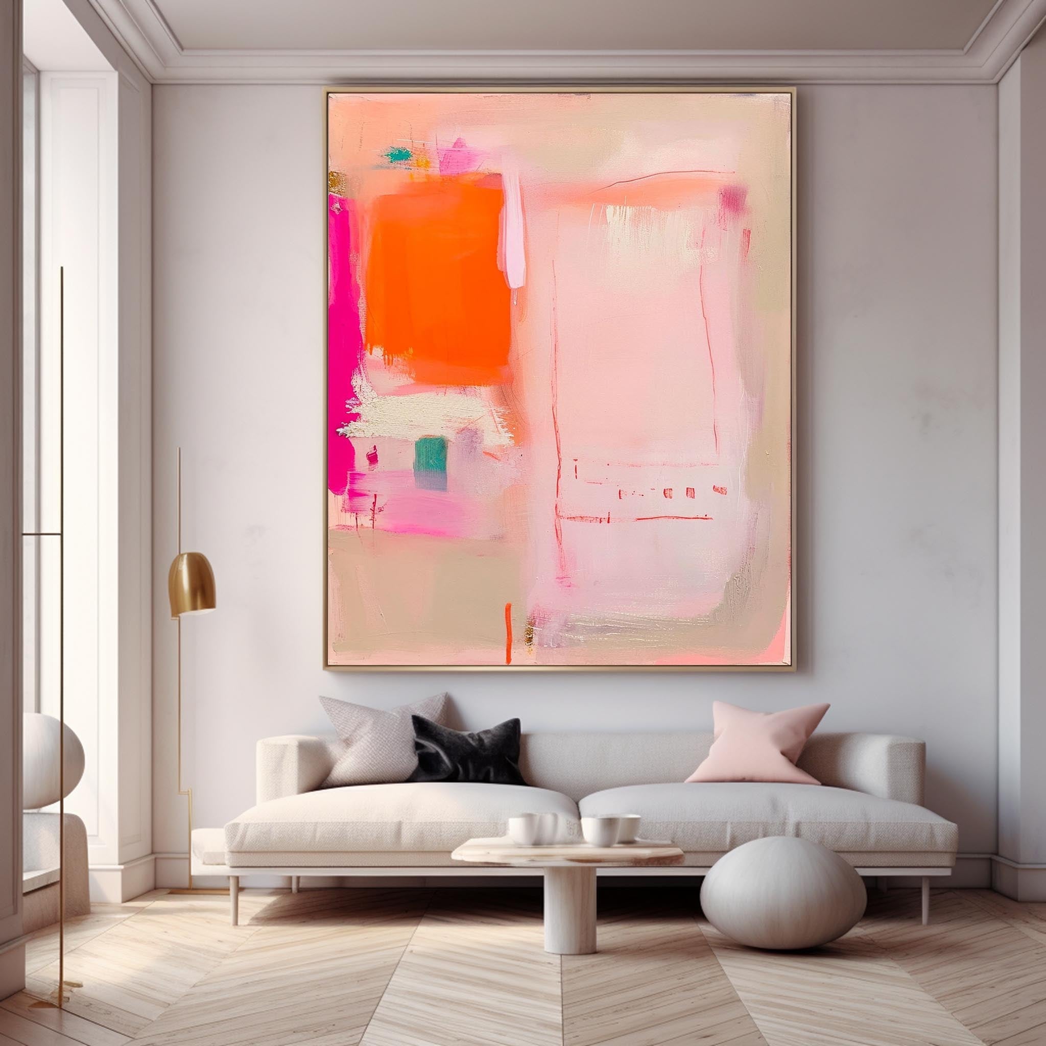 Pink Orange Abstract Canvas Wall Art