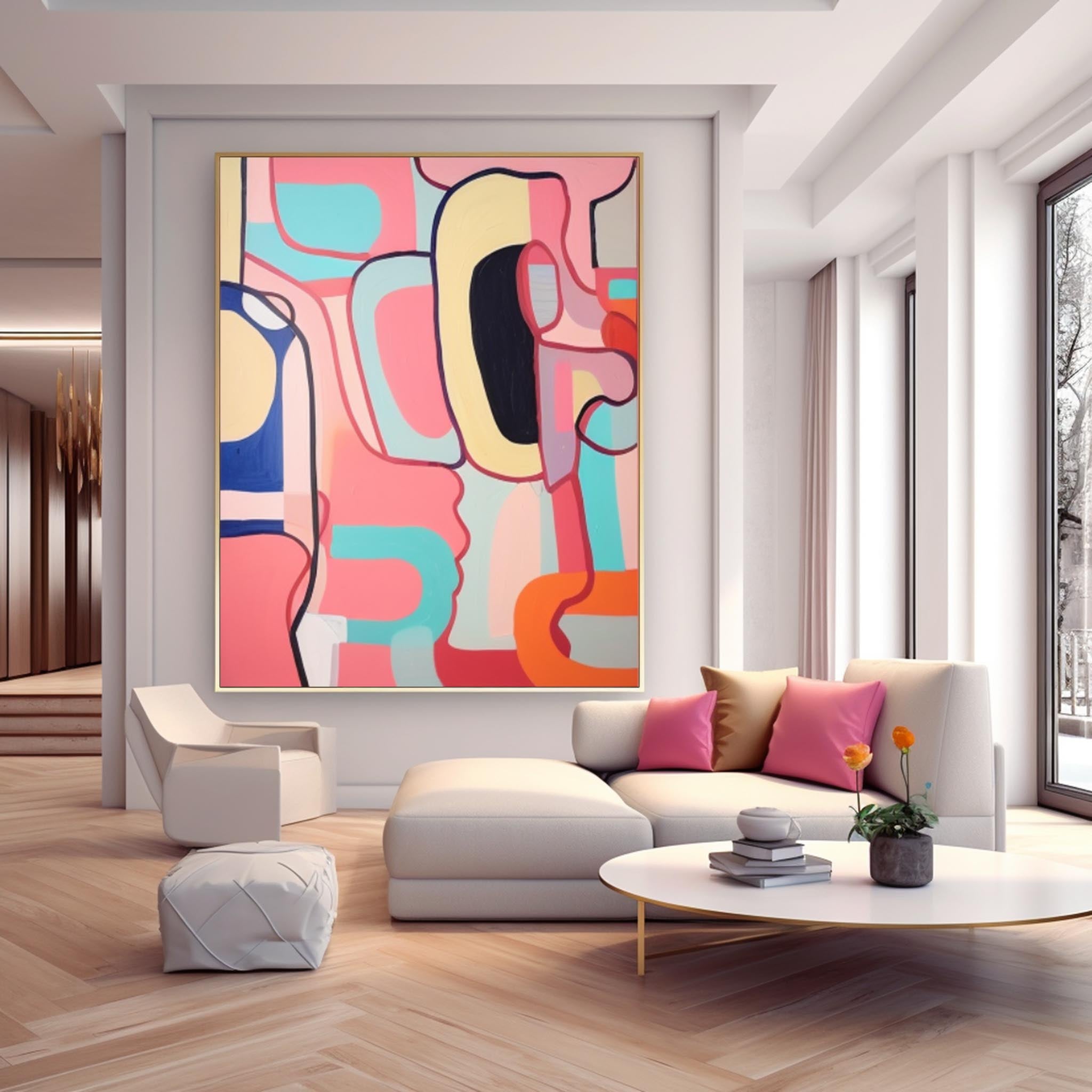 Wall Art Warm Pastel Abstract Playful Cheerful
