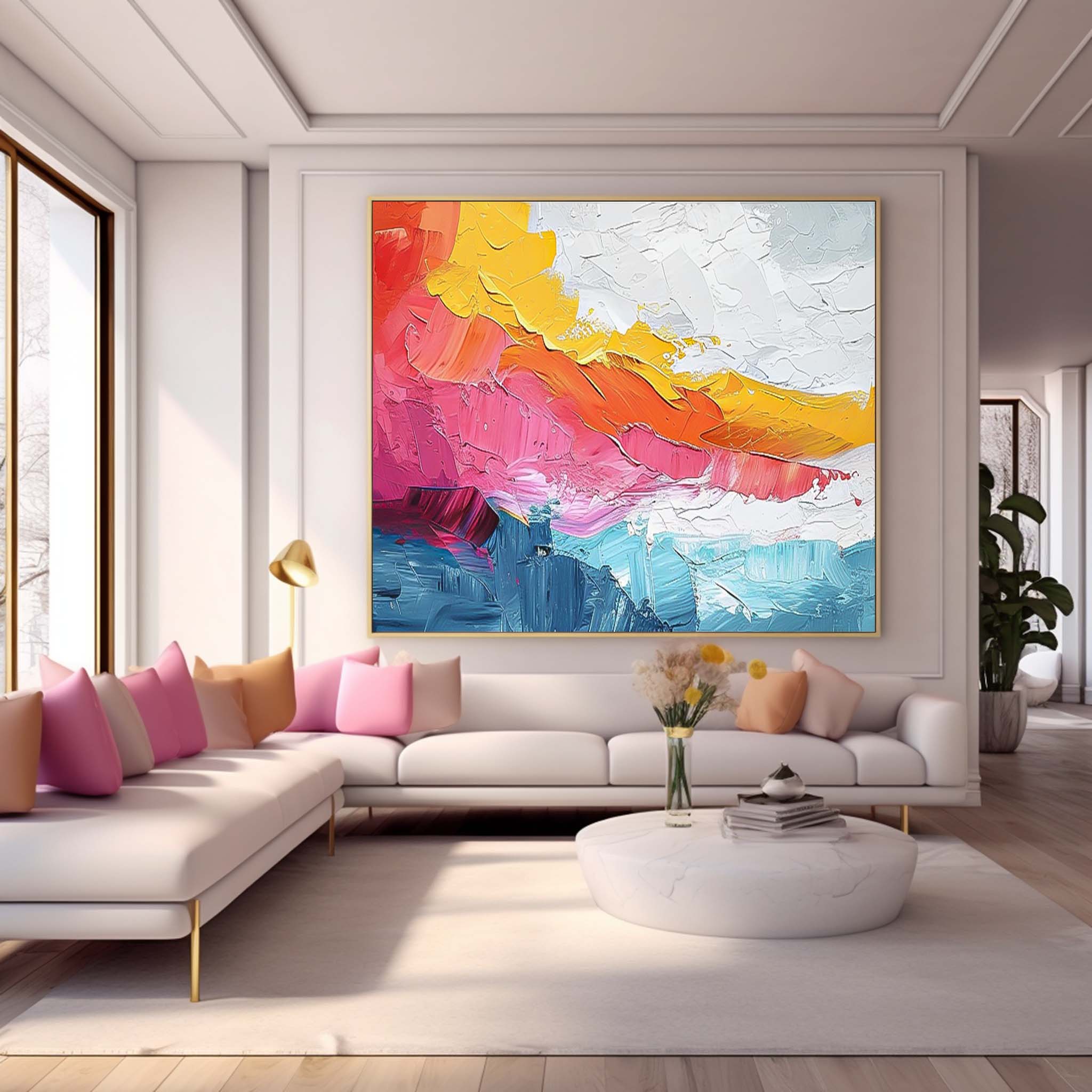 Vibrant Thick Textured Abstract Canvas Wall Art
