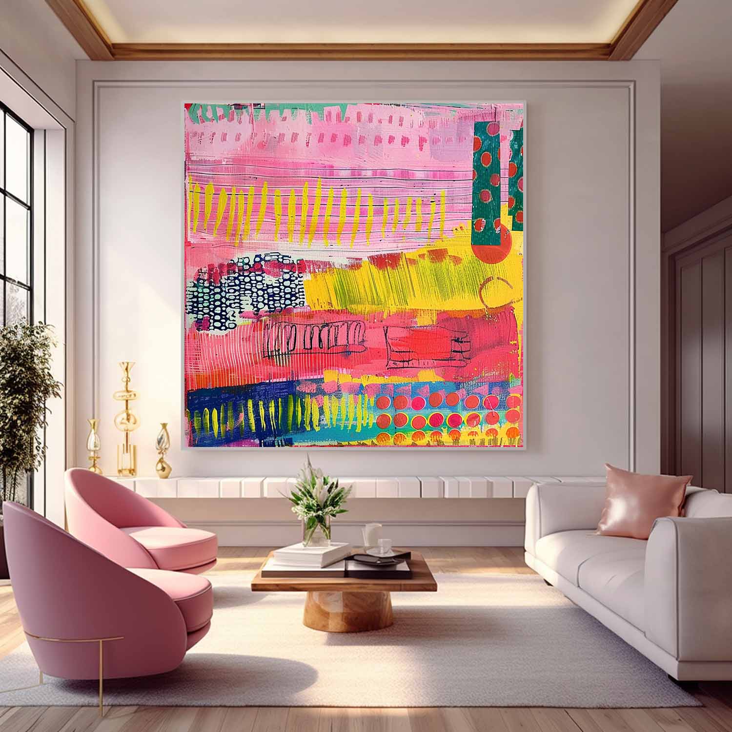 Wall Art Abstract Mixed Media Collage Bohemian