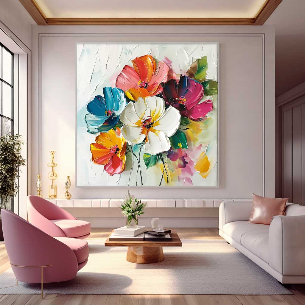 Wall Art Impasto Vibrant Multicolor Floral