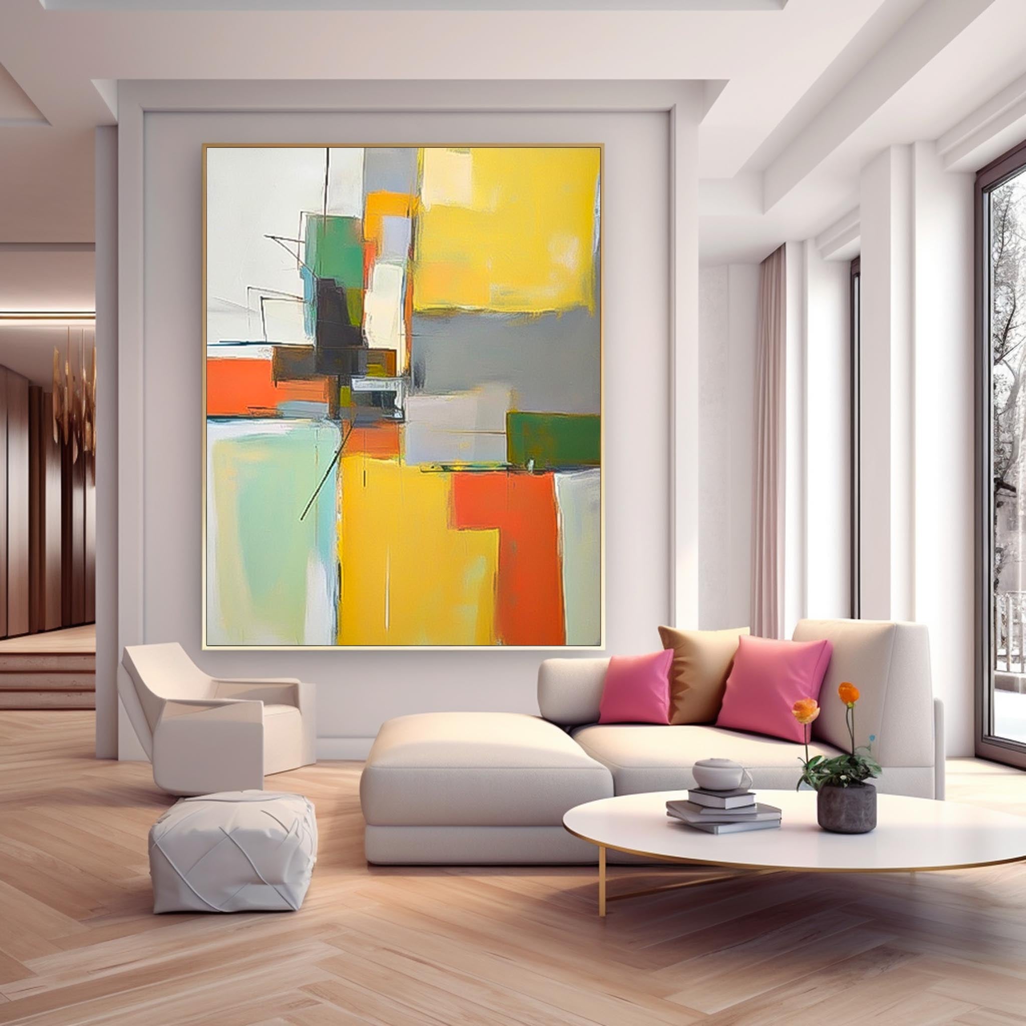 Wall Art Geometric Abstract Block Modern Soft
