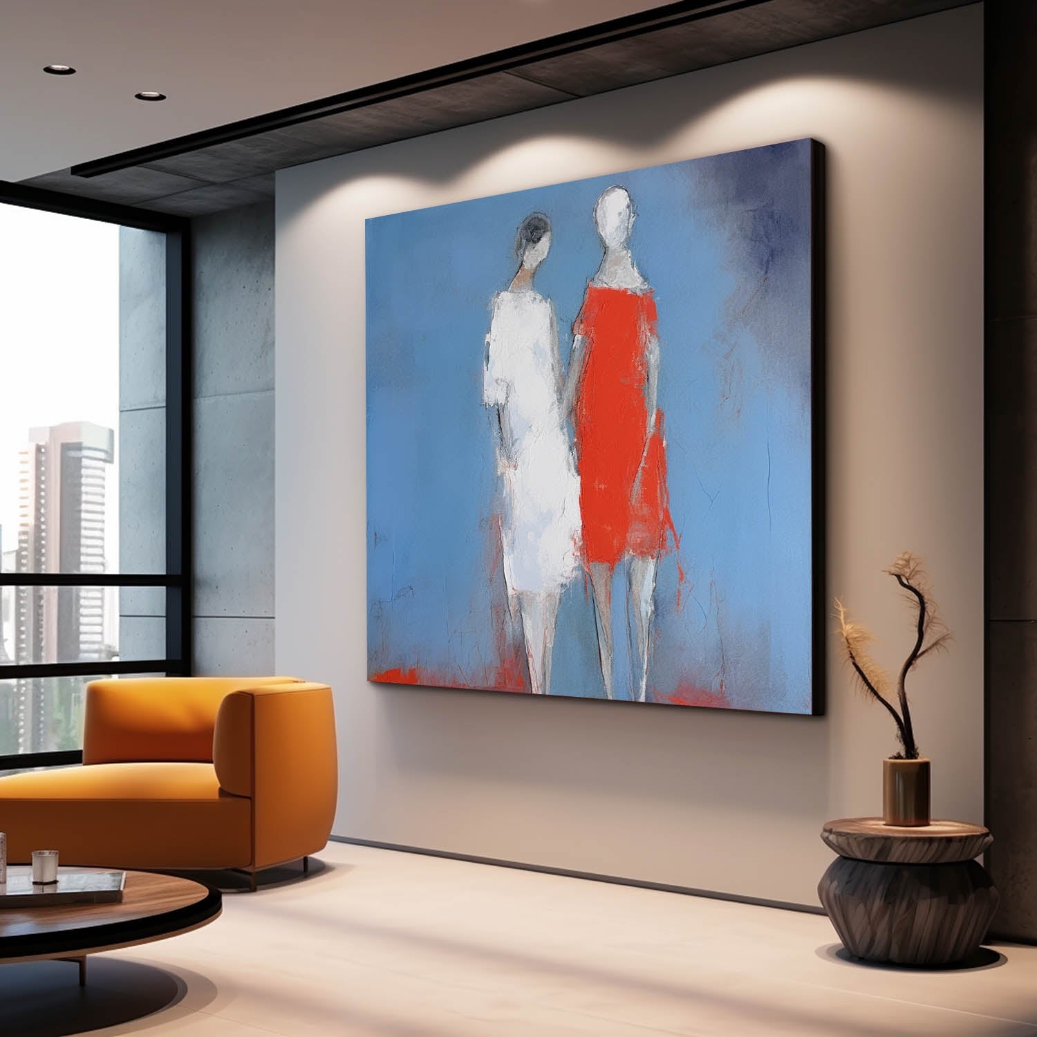 Wall Art Impasto People Silhouette Moody