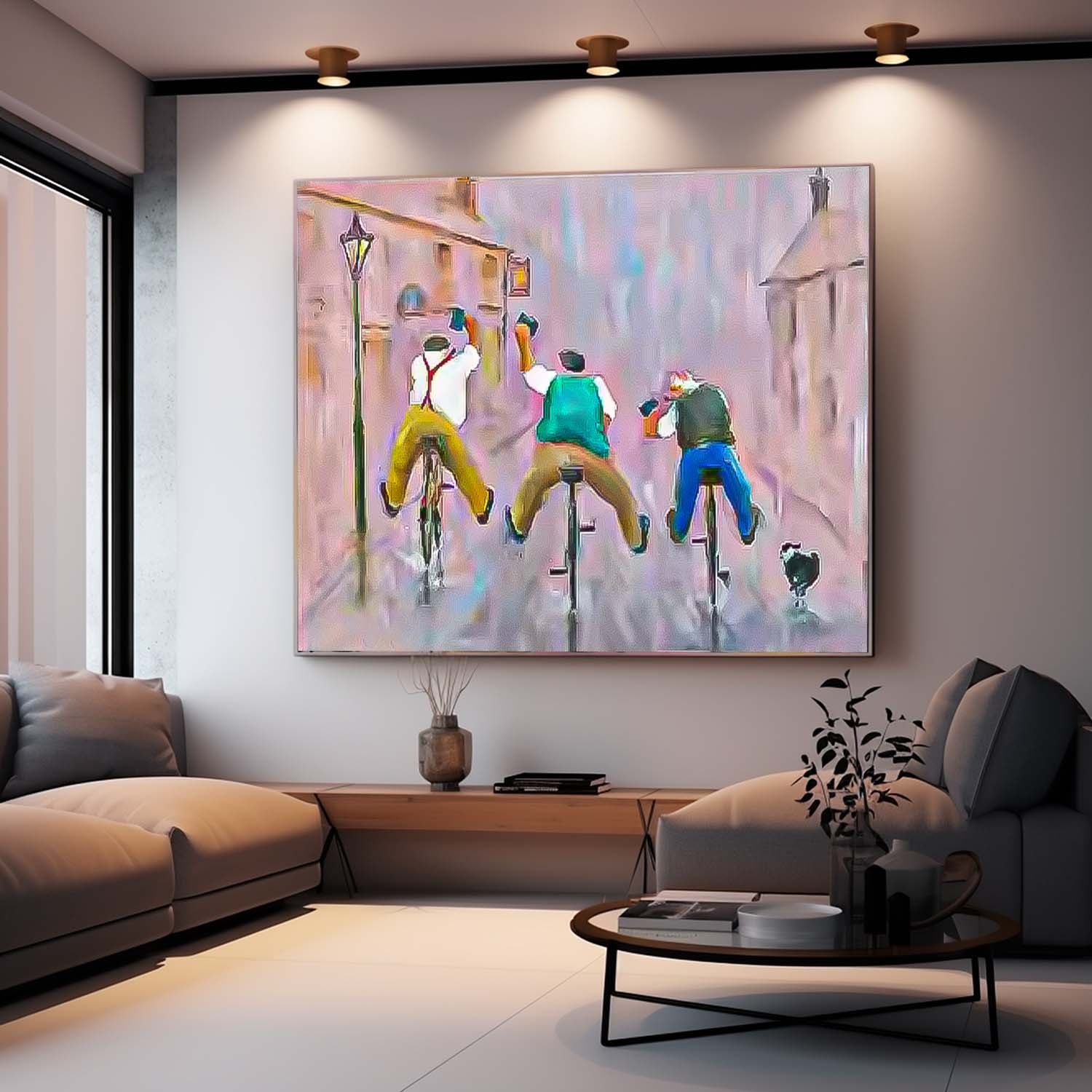 Wall Art Rainy Street People Joyful Design