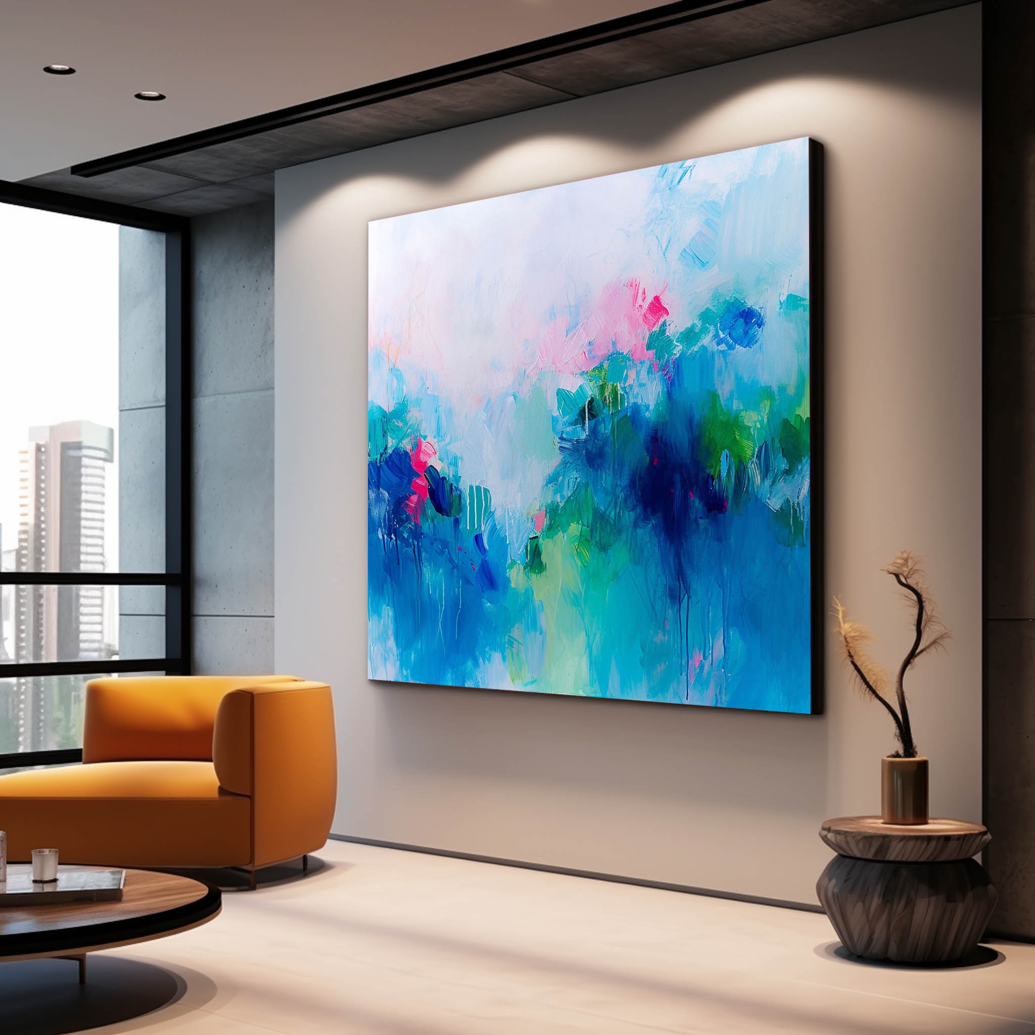 Wall Art Painterly Abstract Soft Fluid Wash