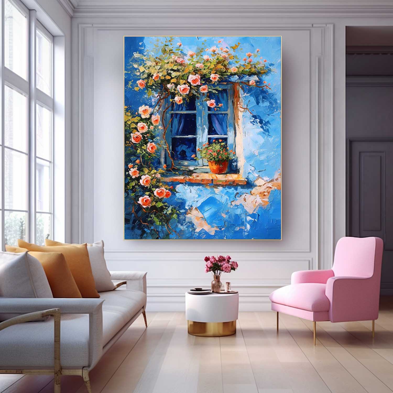 Wall Art Flower Impasto Mediterranean Rustic