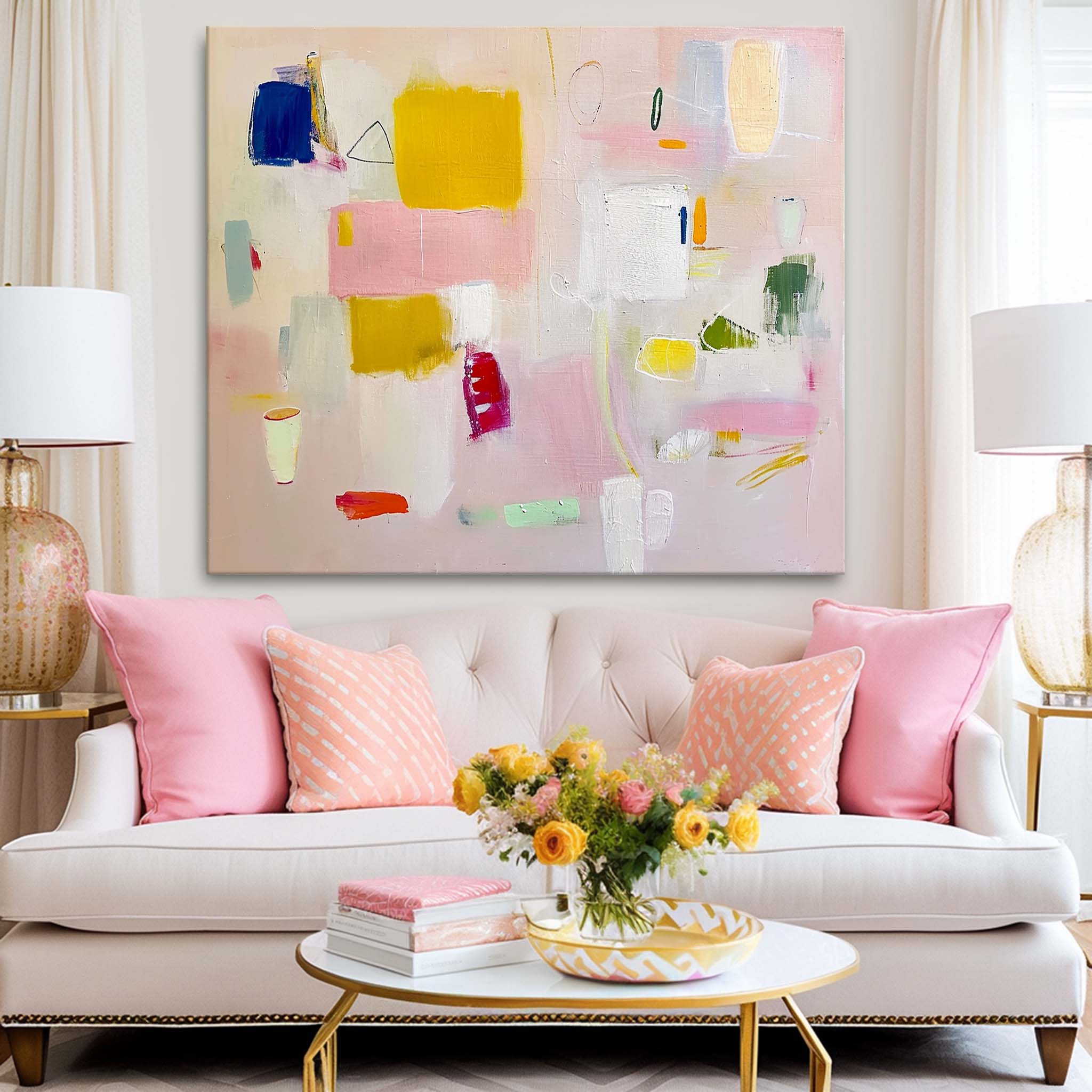 Wall Art Soft Pastel Abstract Impasto Serene
