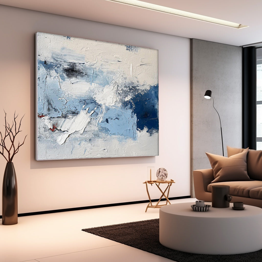 Wall Art Abstract Painterly Blue Impasto Modern