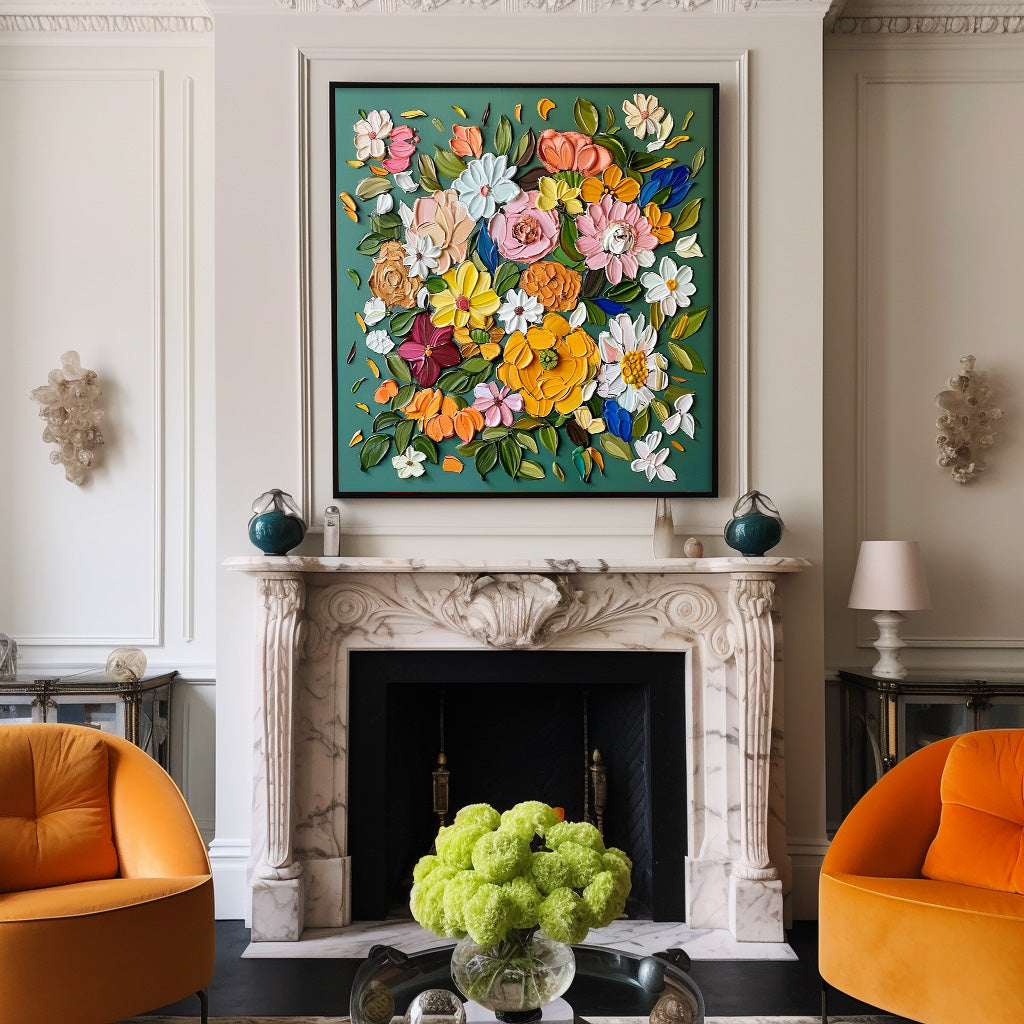 Wall Art Impasto Flower Contemporary Cheerful