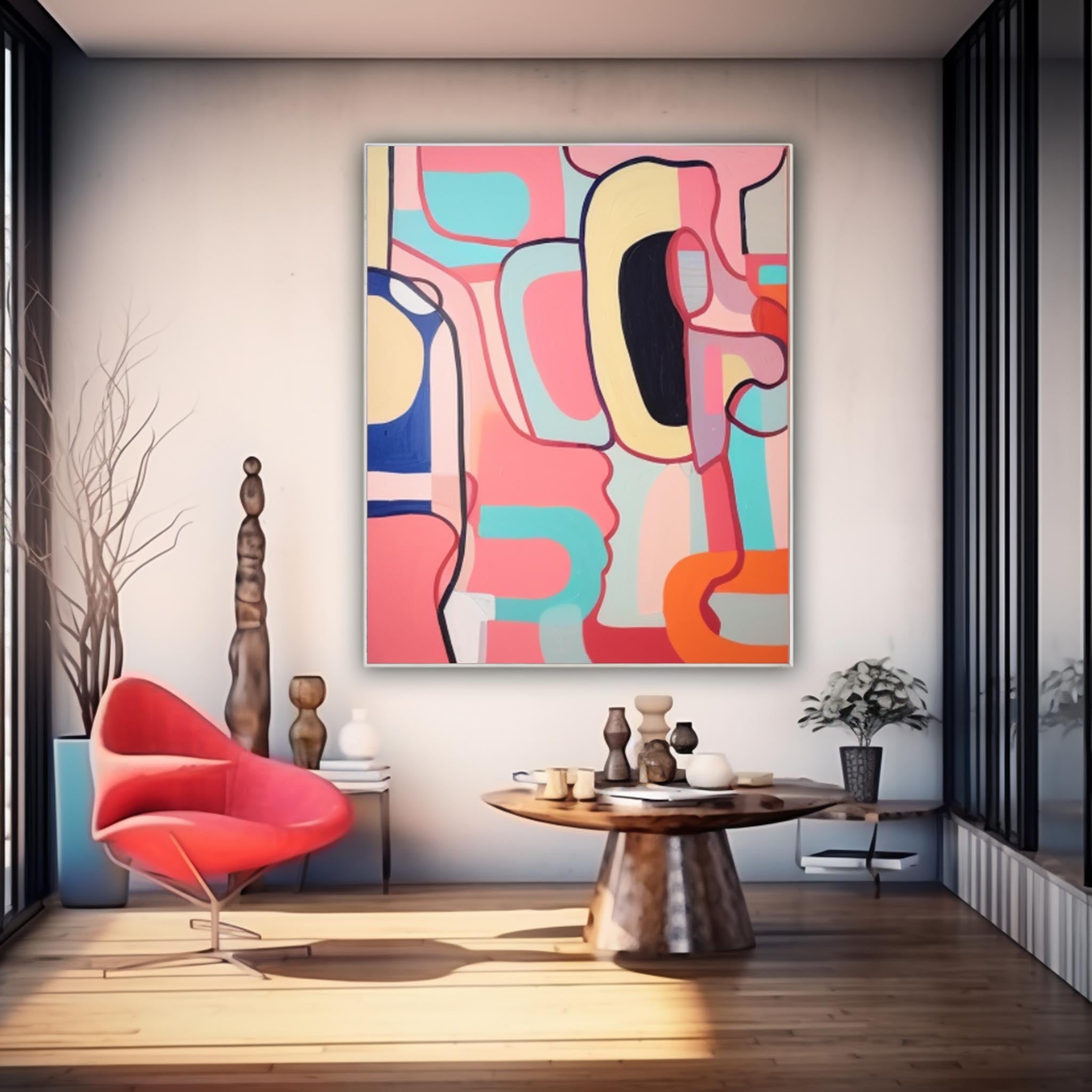 Wall Art Warm Pastel Abstract Playful Cheerful