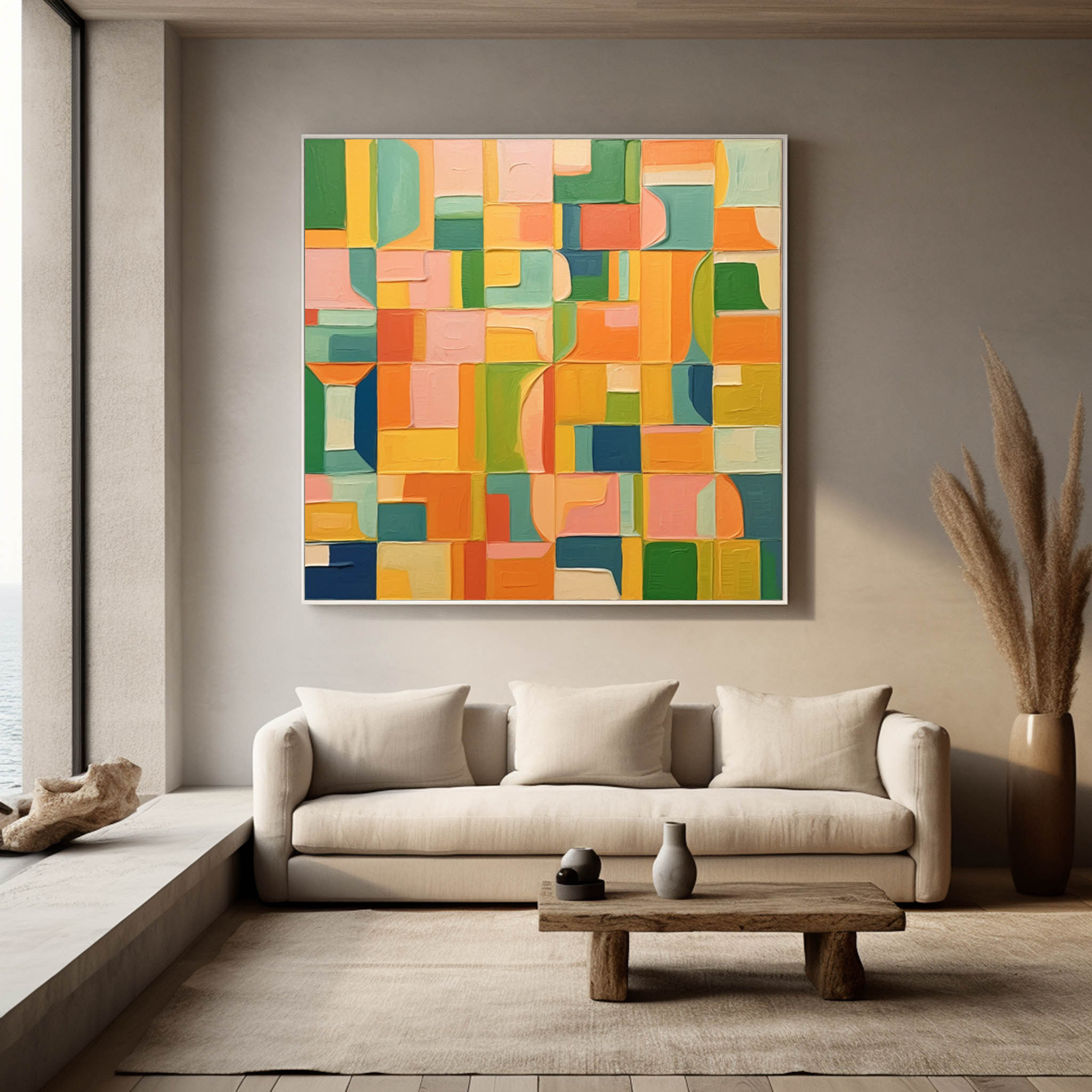 Wall Art Grid Abstract Modern Vibrant