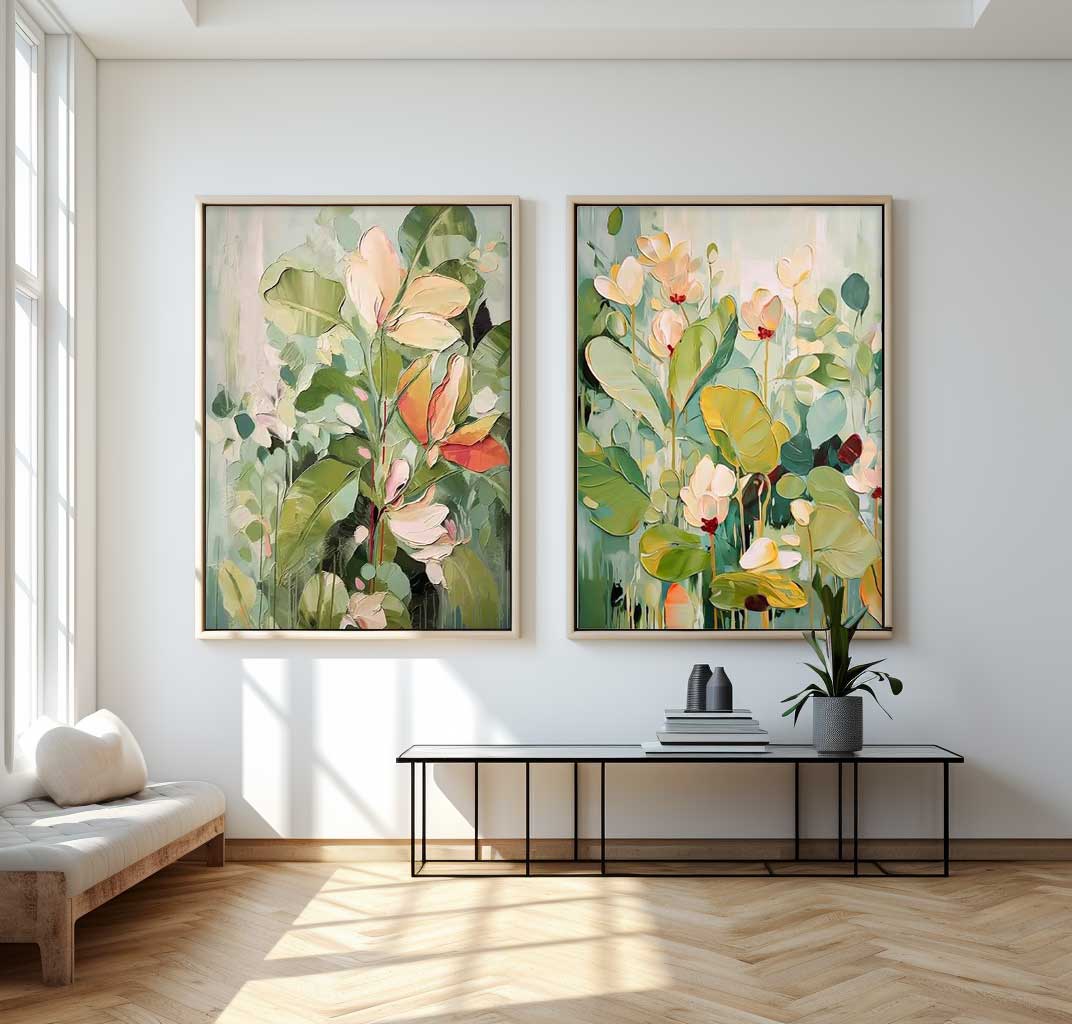 Abstract Muted Green Floral Fragments