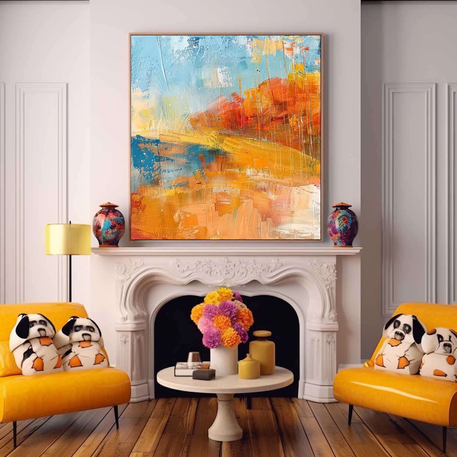 Wall Art Abstract Pastoral Style Autumn Field Decor
