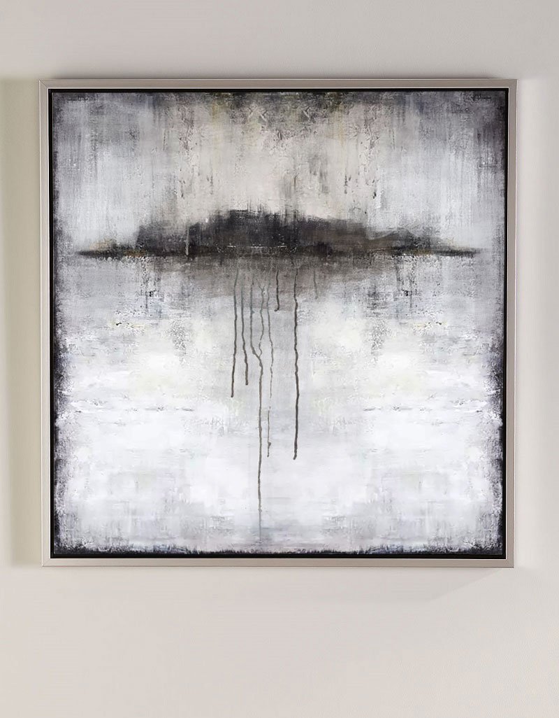 Grey White Abstract Landscape Canvas Wall Art