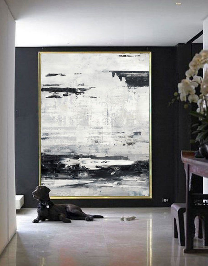 Monochrome Textured Layered Vertical Canvas Art