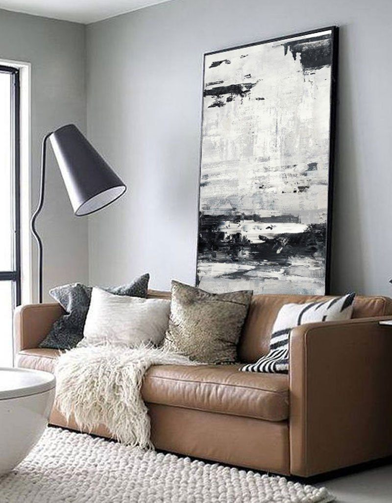 Monochrome Textured Layered Vertical Canvas Art