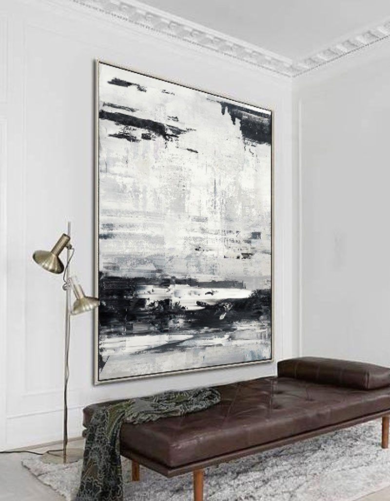 Monochrome Textured Layered Vertical Canvas Art