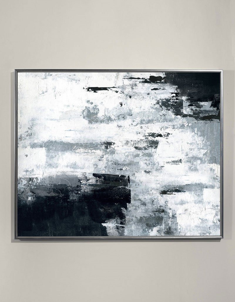 Black Grey Textured Abstract Canvas Wall Art