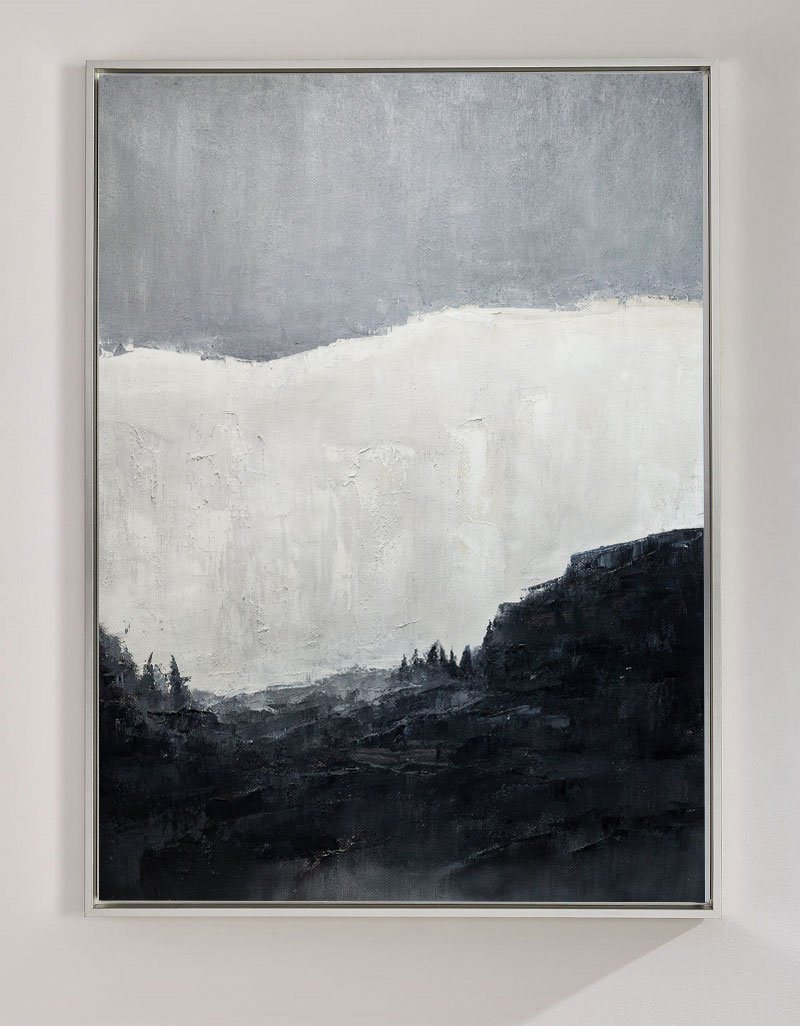 Moody Misty Mountain Landscape Framed Wall Art