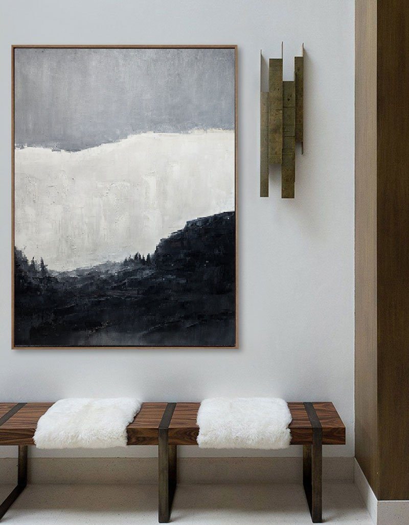 Moody Misty Mountain Landscape Framed Wall Art