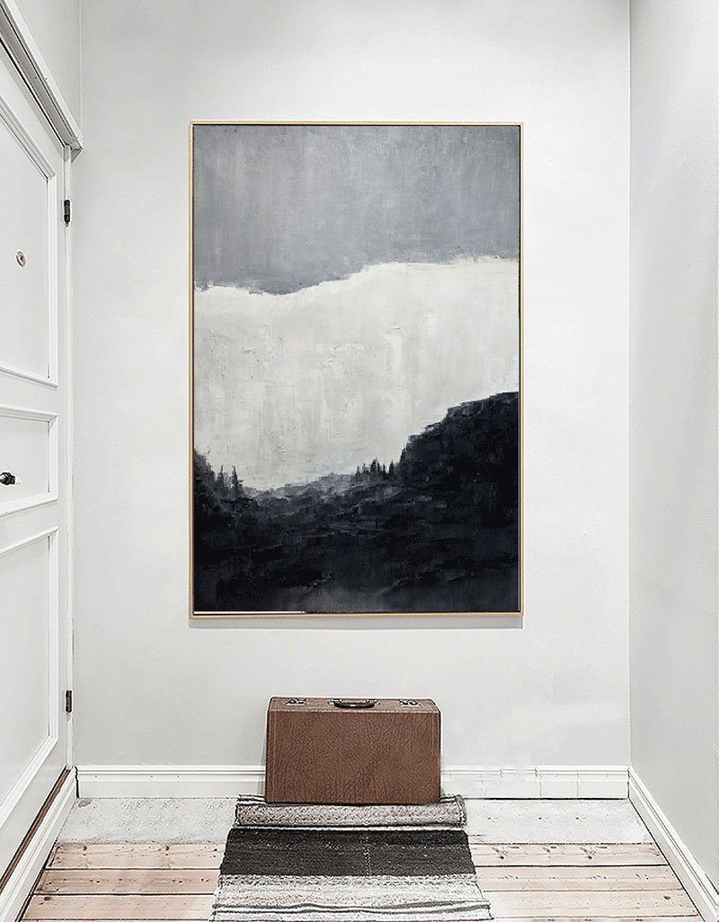 Moody Misty Mountain Landscape Framed Wall Art