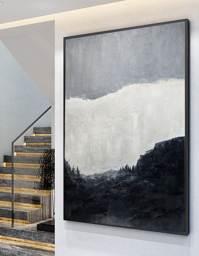 Moody Misty Mountain Landscape Framed Wall Art