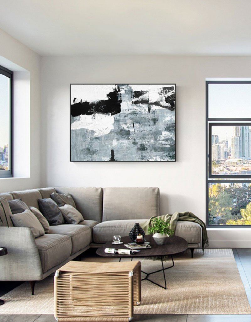 Black Grey Abstract Expressionist Painting