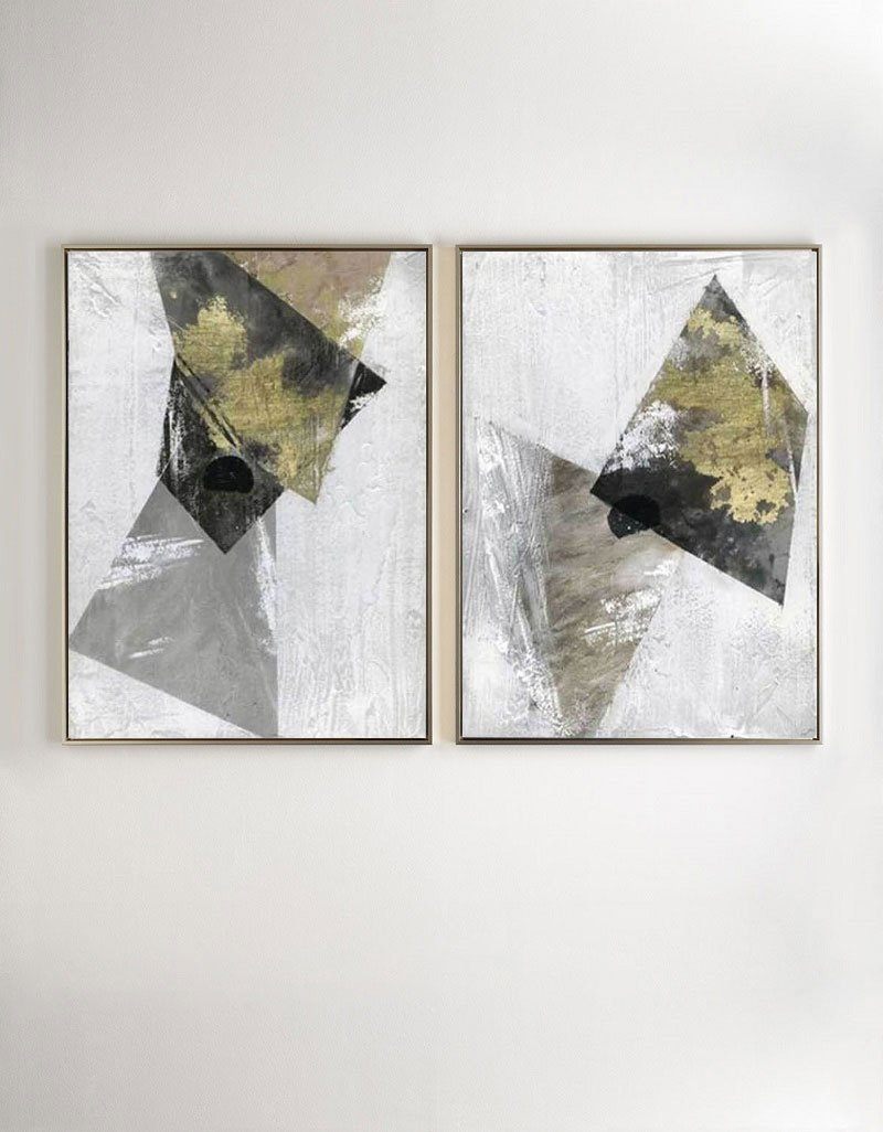 Geometric Moss Green Abstract Canvas Wall Art