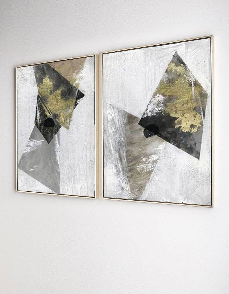 Geometric Moss Green Abstract Canvas Wall Art
