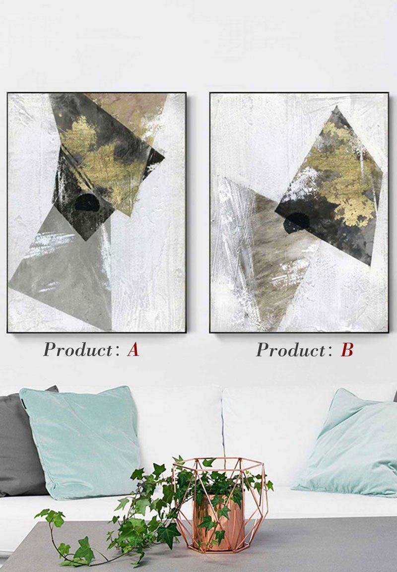 Geometric Moss Green Abstract Canvas Wall Art