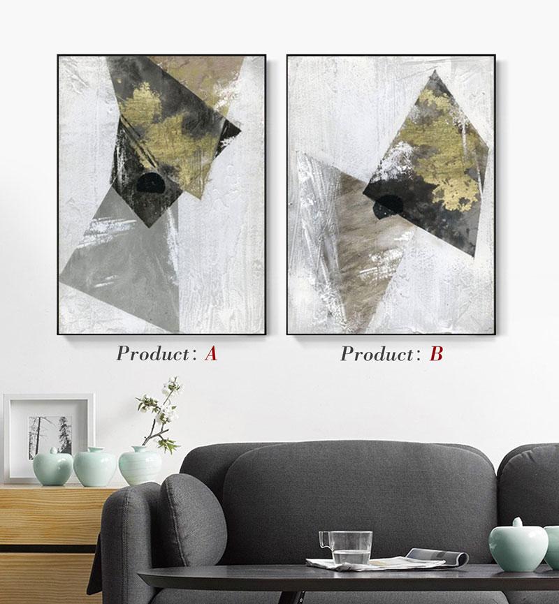 Geometric Moss Green Abstract Canvas Wall Art