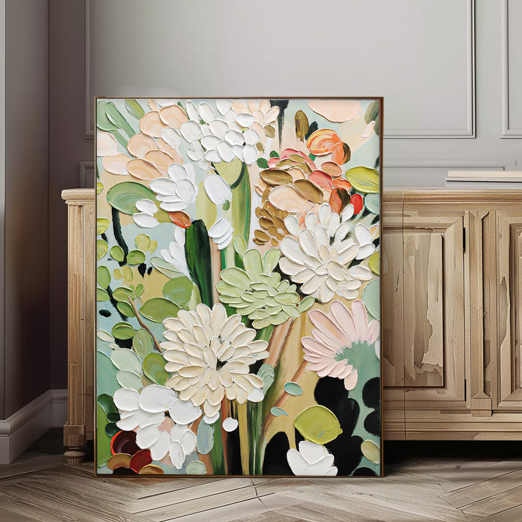 Wall Art Flower Impasto Modern Gentle Vibrant