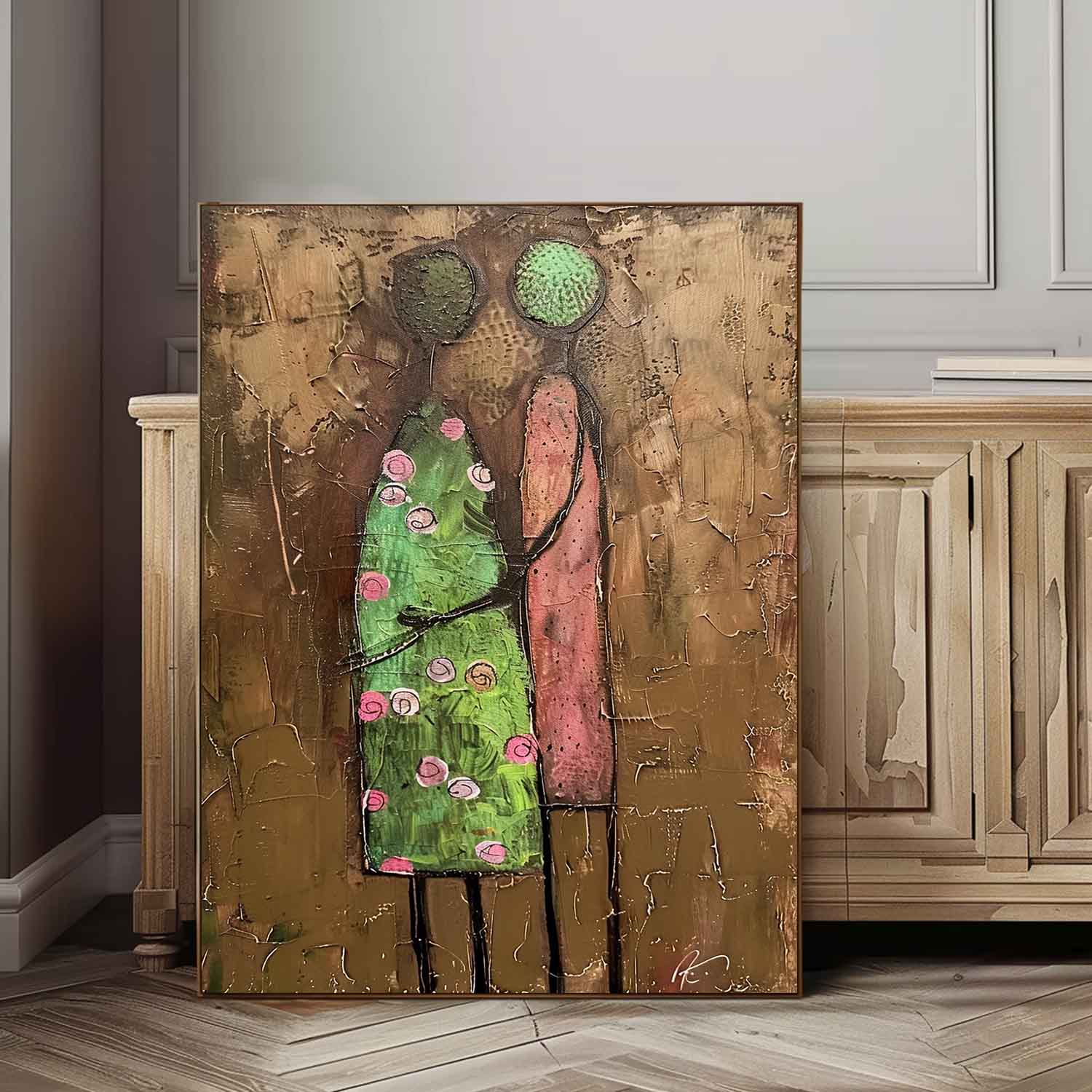 Wall Art Stylized Couple Silhouette Floral Dress