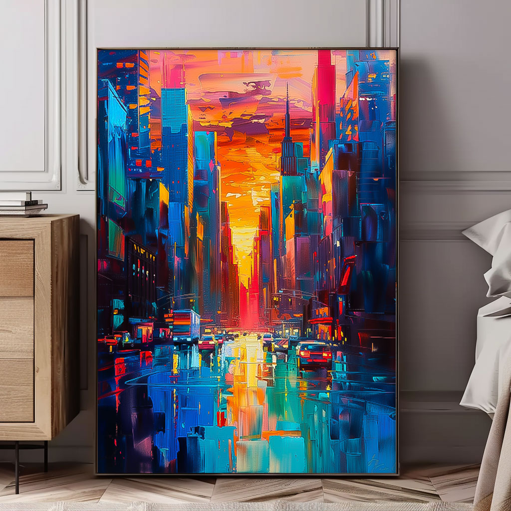 Wall Art Architecture Rainy Moody Night Decor