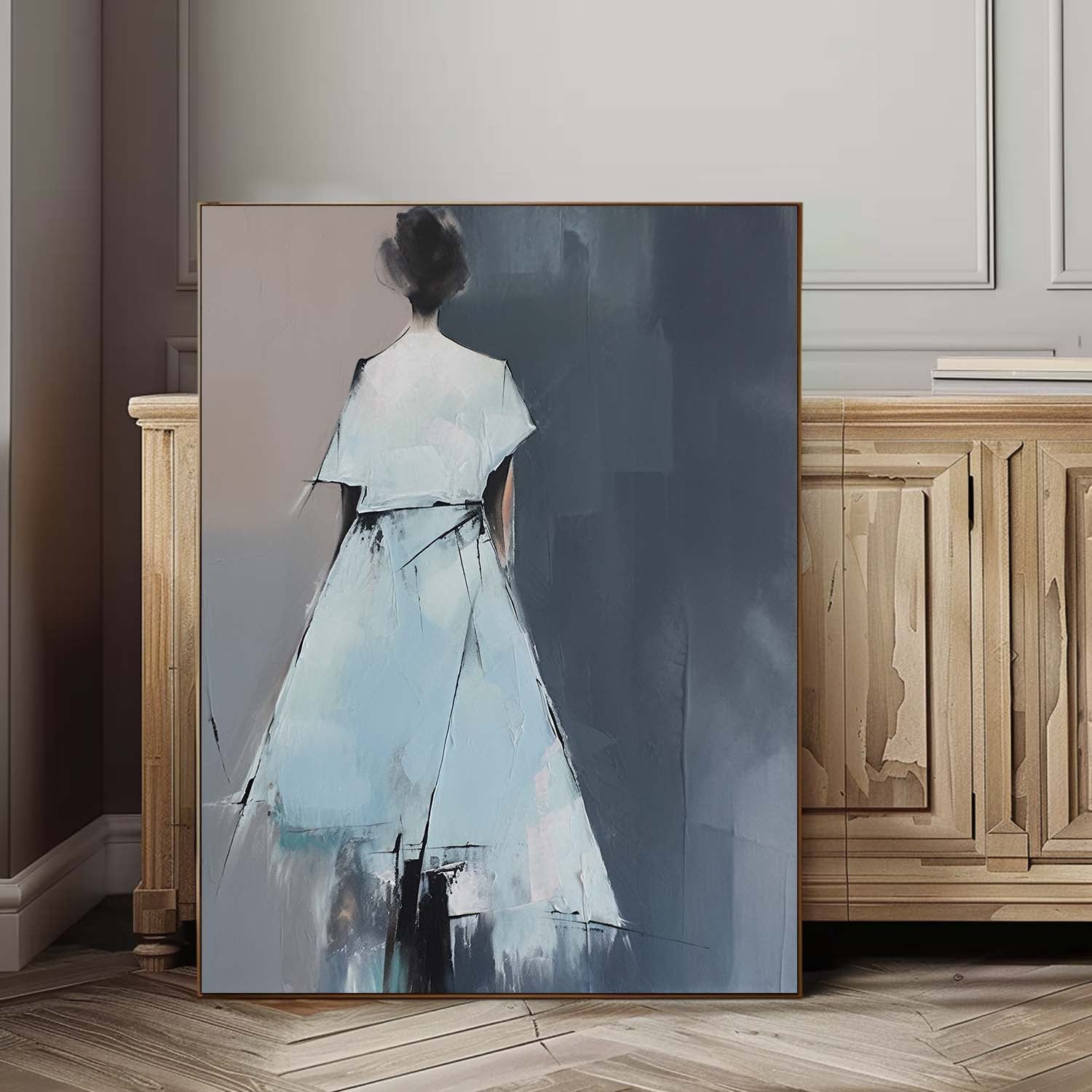 Cool Neutral Palette Lady Figurative Canvas Art