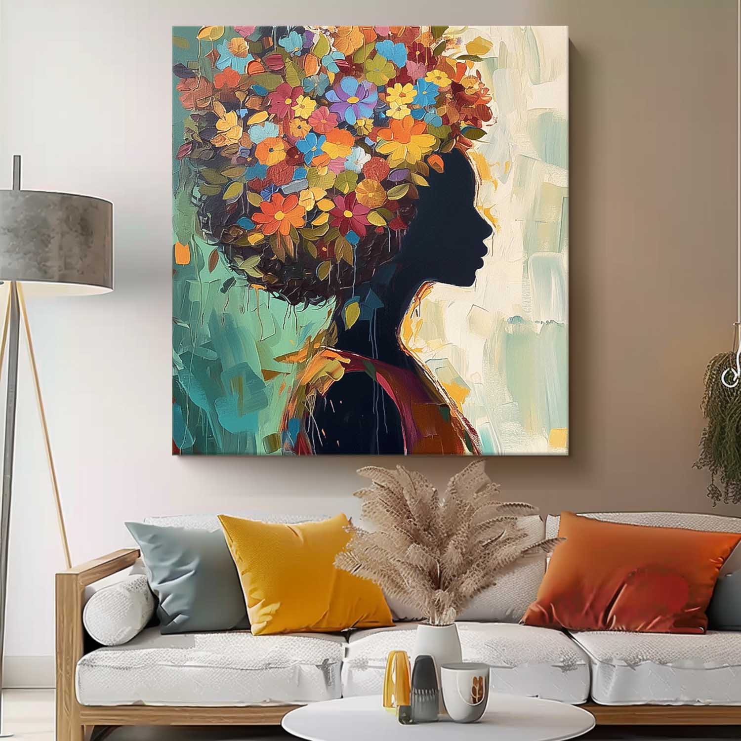 Wall Art People Dense Floral Scene Modern