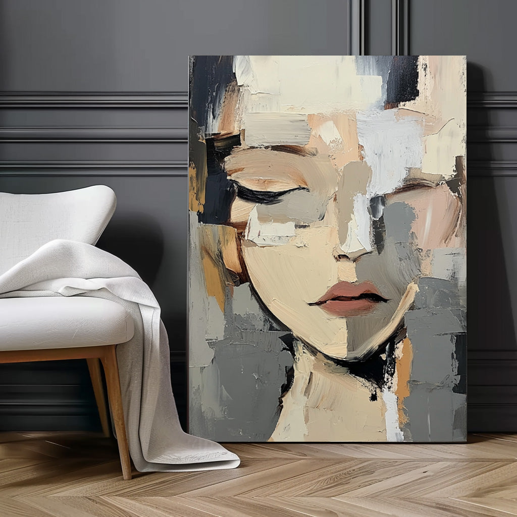 Wall Art Abstract Closed Eye Female Portrait