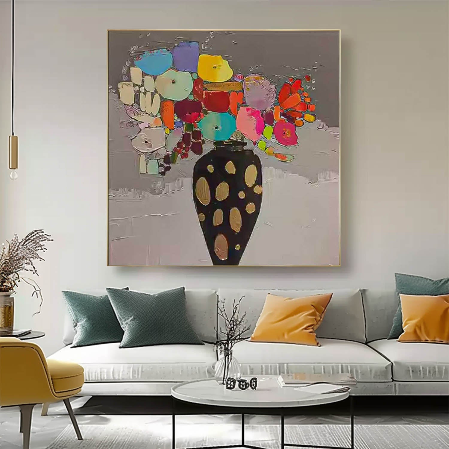 Wall Art Bold Colorful Vase Still Life Floral Arrangement