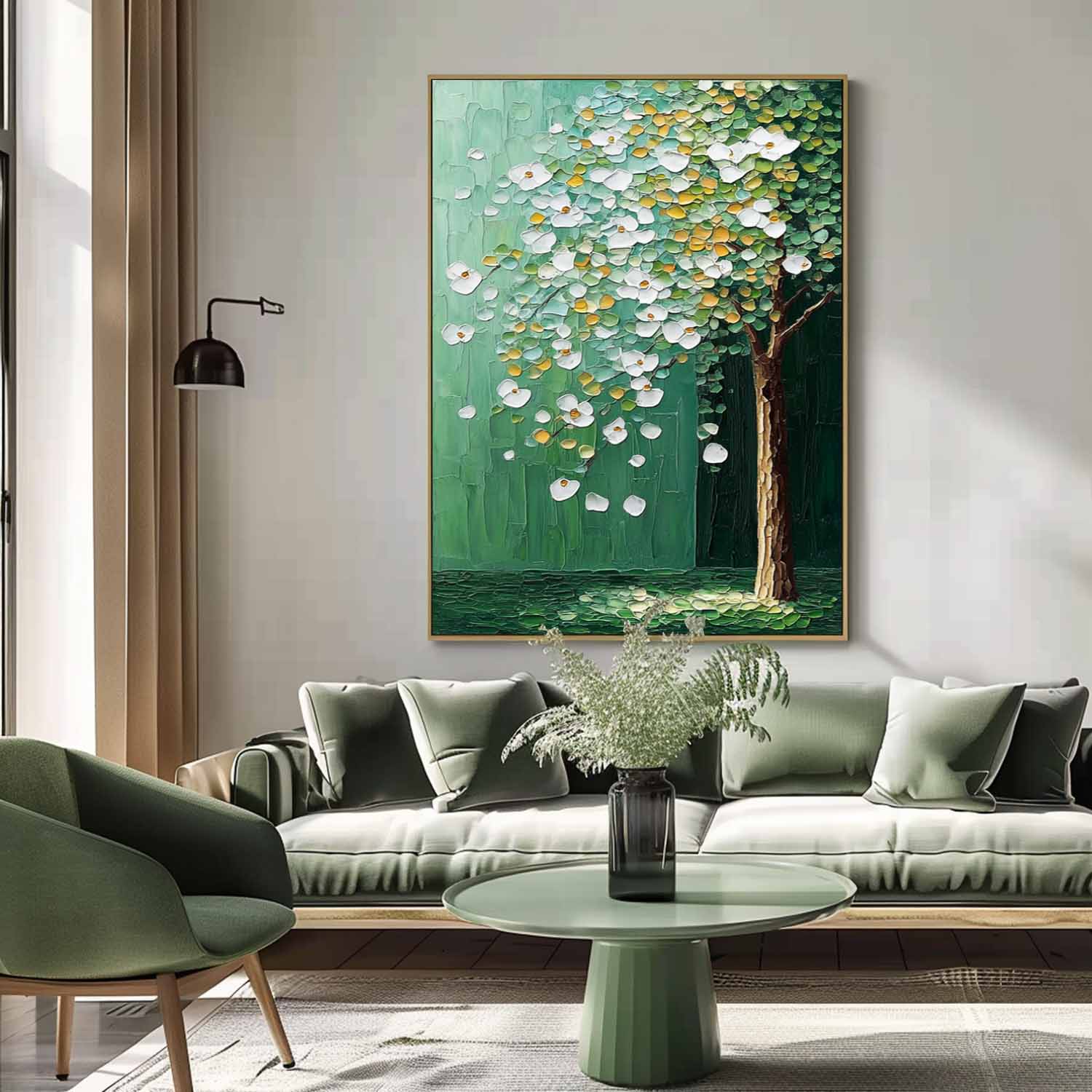 Wall Art White Blossom Tree Botanical Nature Vertical