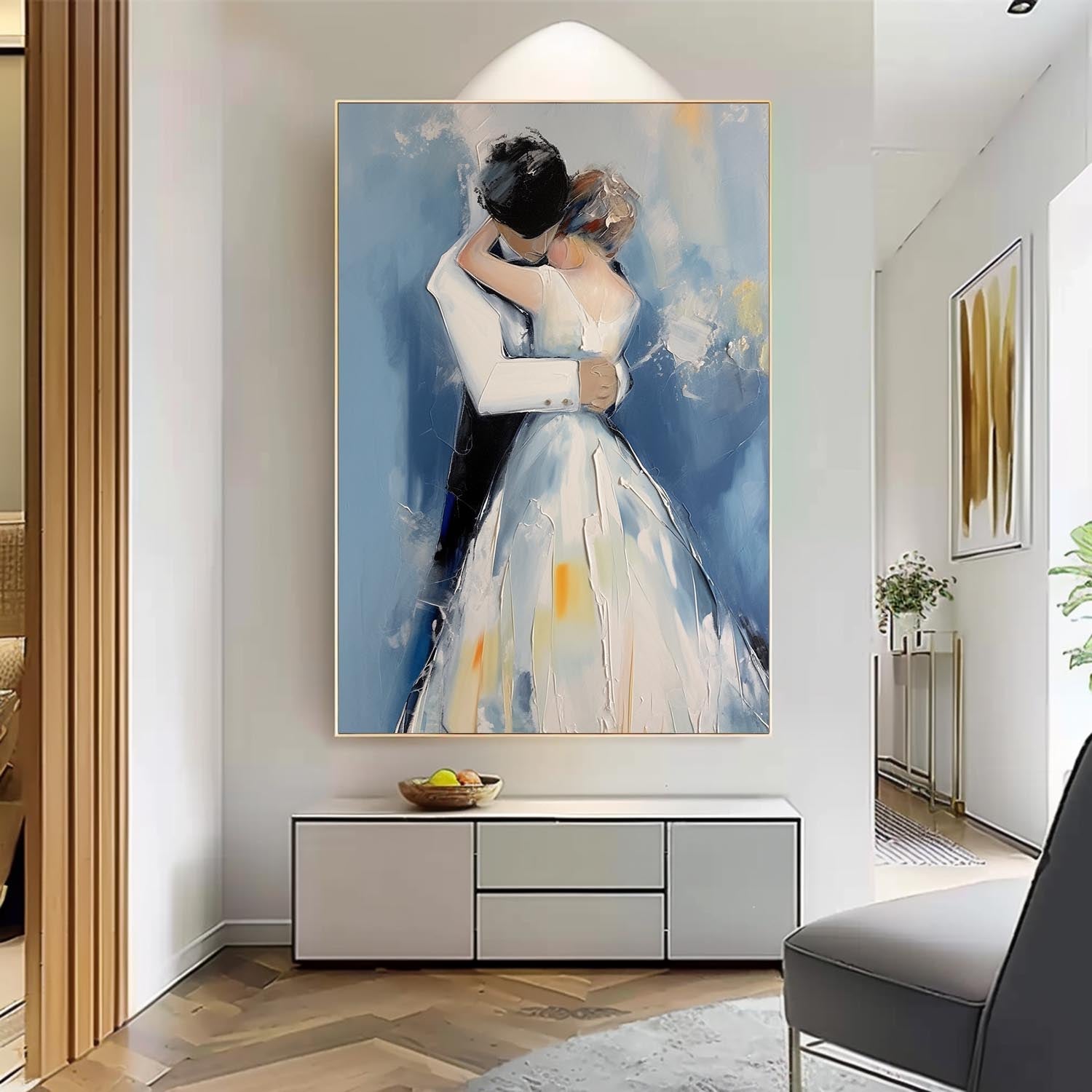 Wall Art Impasto Wedding Couple Romantic Intimate