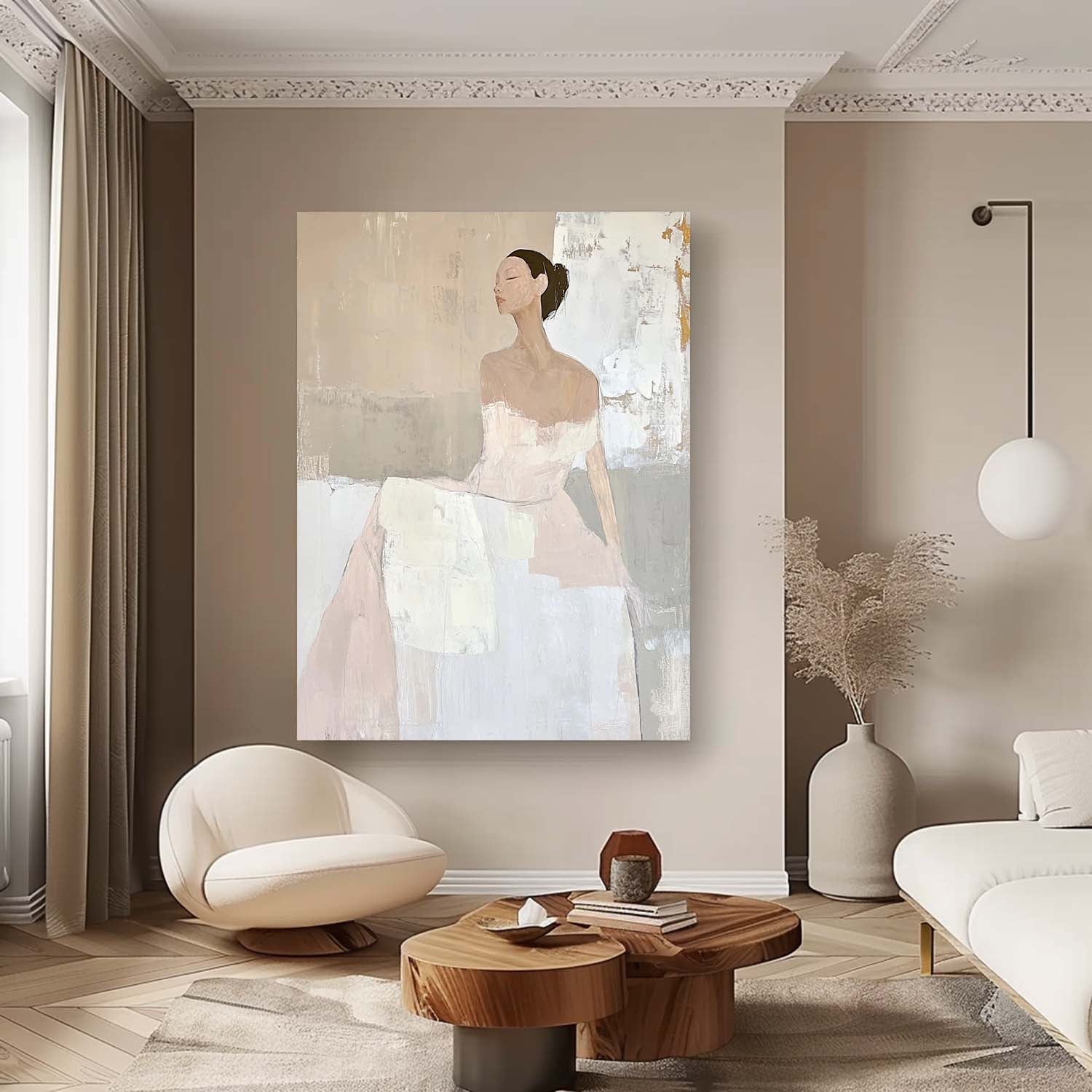 Neutral Muted‑Tone Ballerina Figure Wall Art