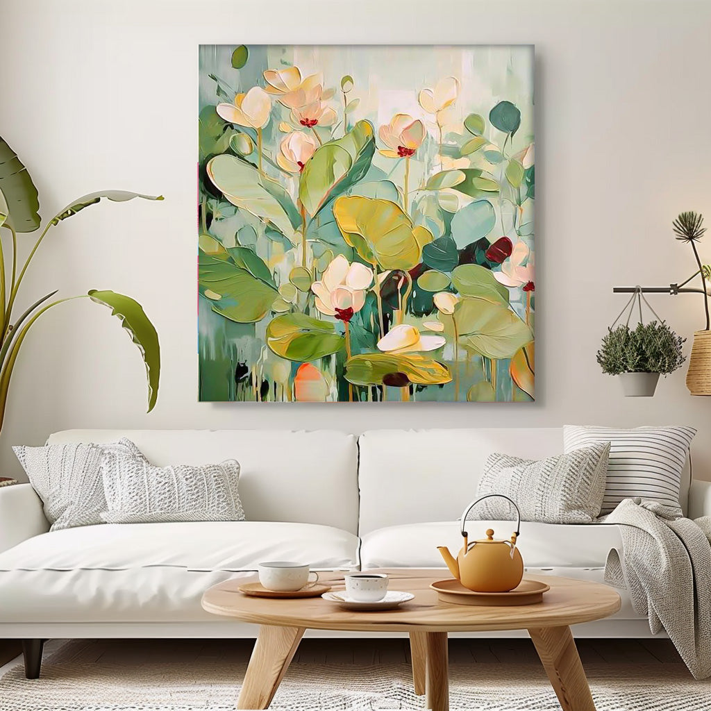 Wall Art Gentle Lotus Flower Large Leaf Botanical