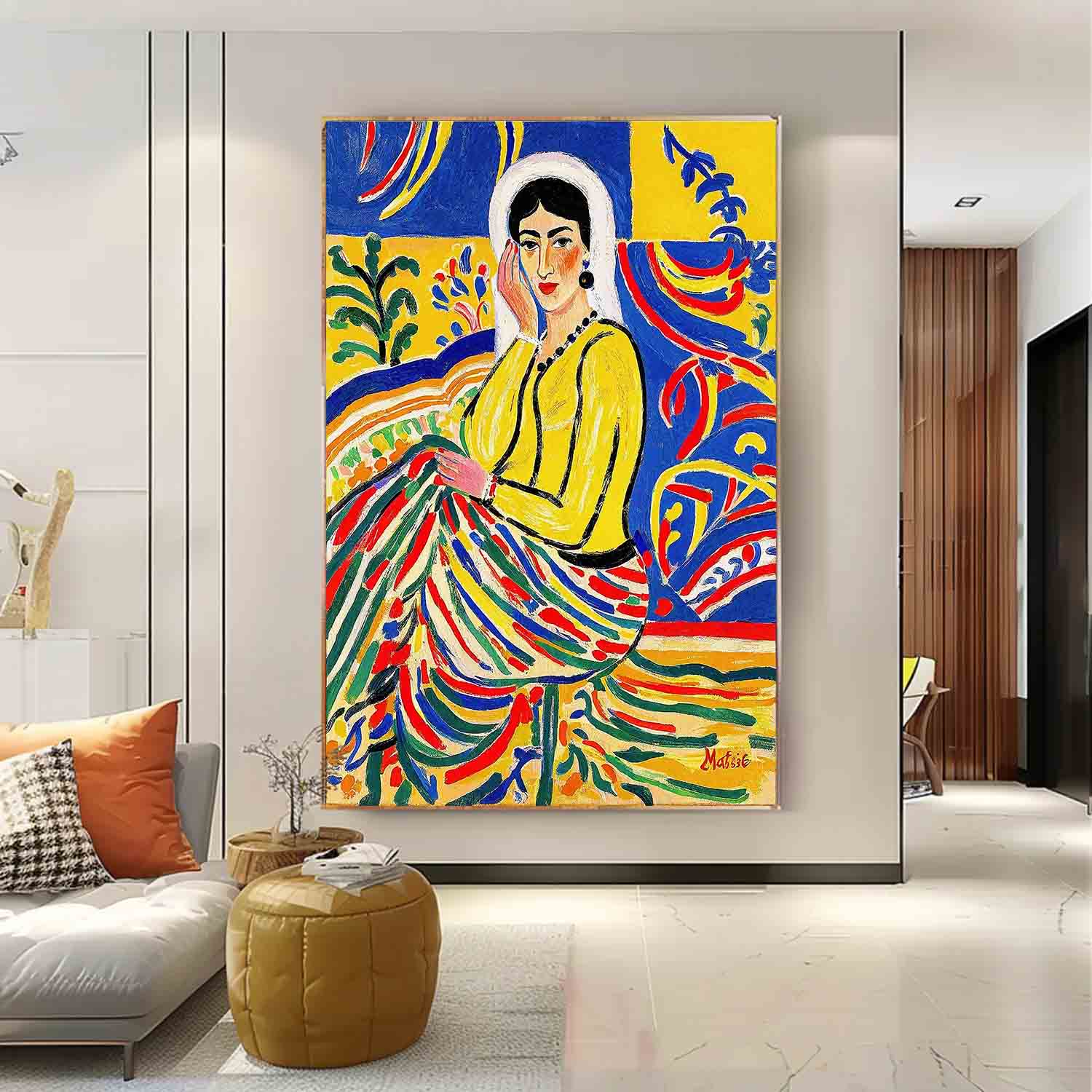 Fauvist Portrait Painting Vibrant Yellow & Blue