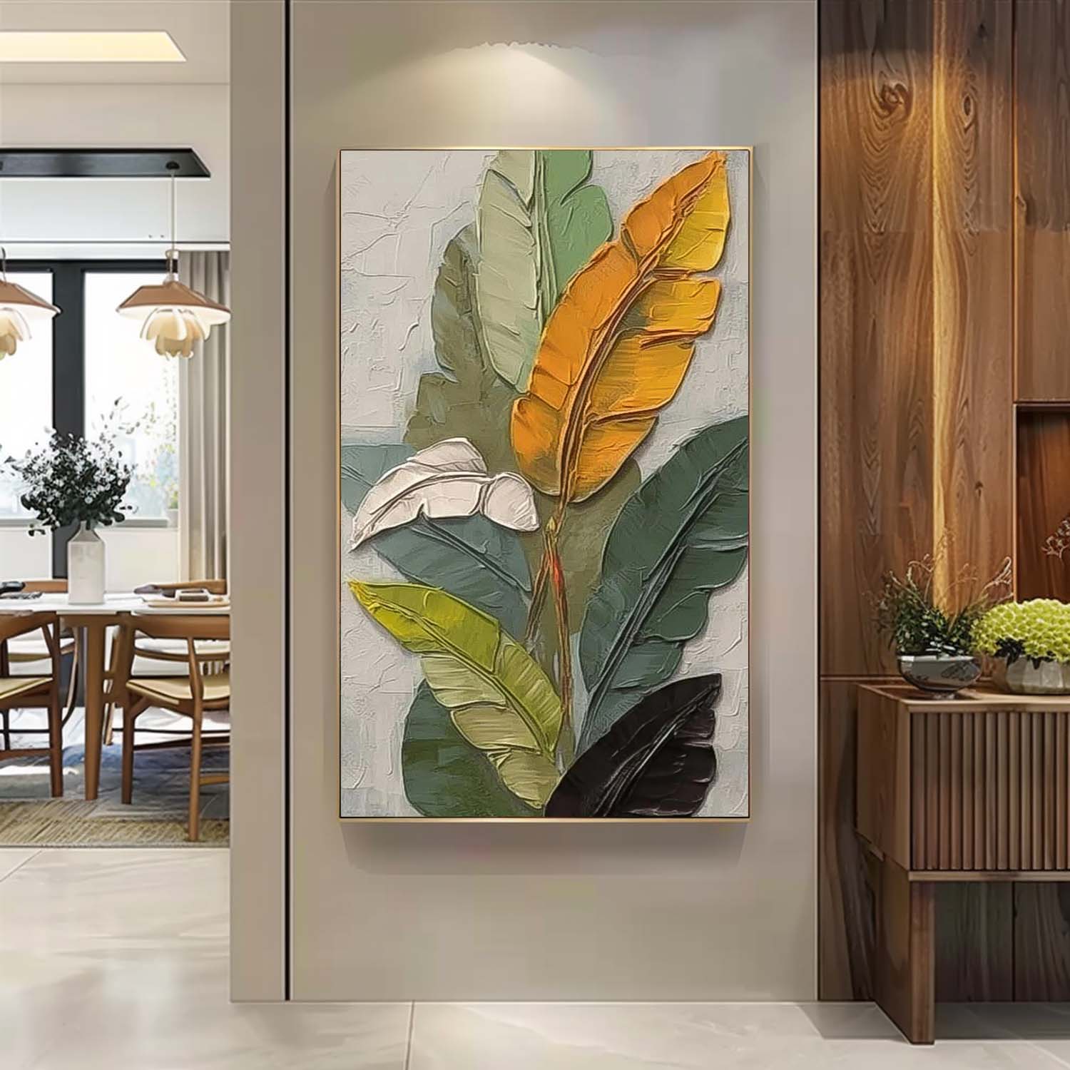 Wall Art Impasto Tropical Banana Leaf