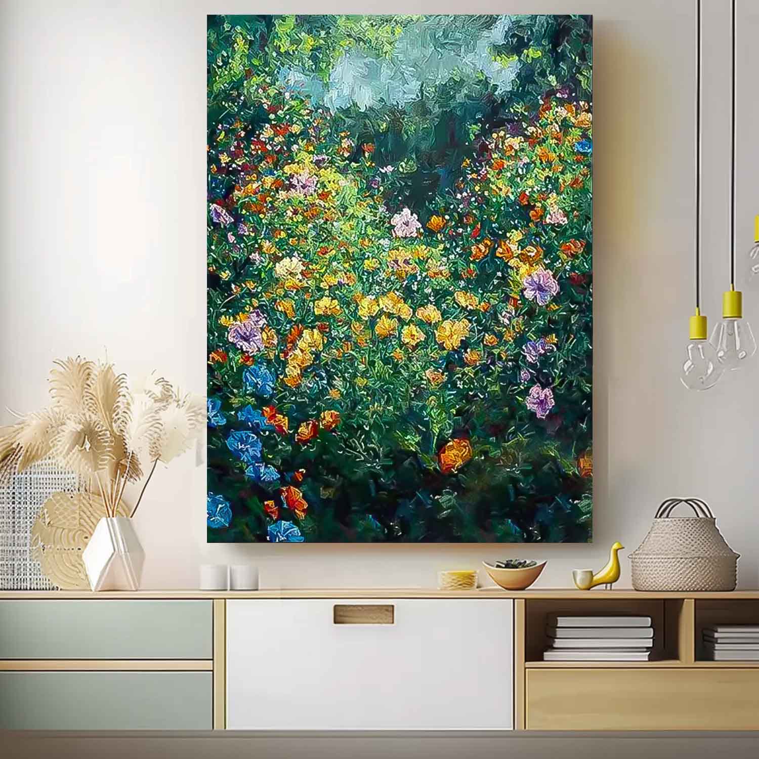 Lush Wildflower Garden Abstract Wall Art