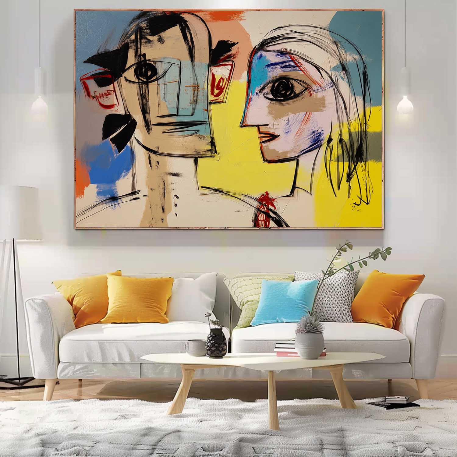 Wall Art Contemporary Cubist Figure Illustration
