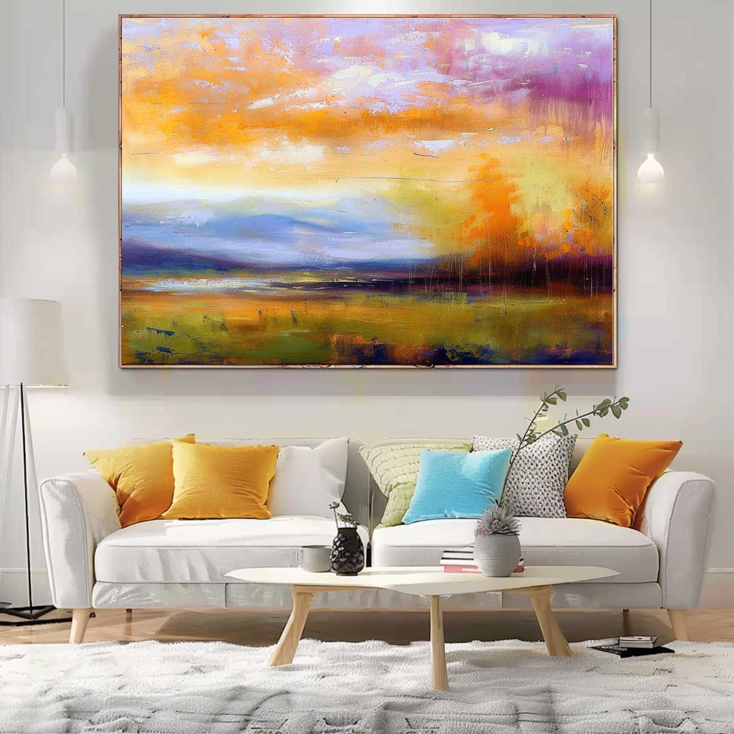 Wall Art Abstract Blending Soft Fresh Lake