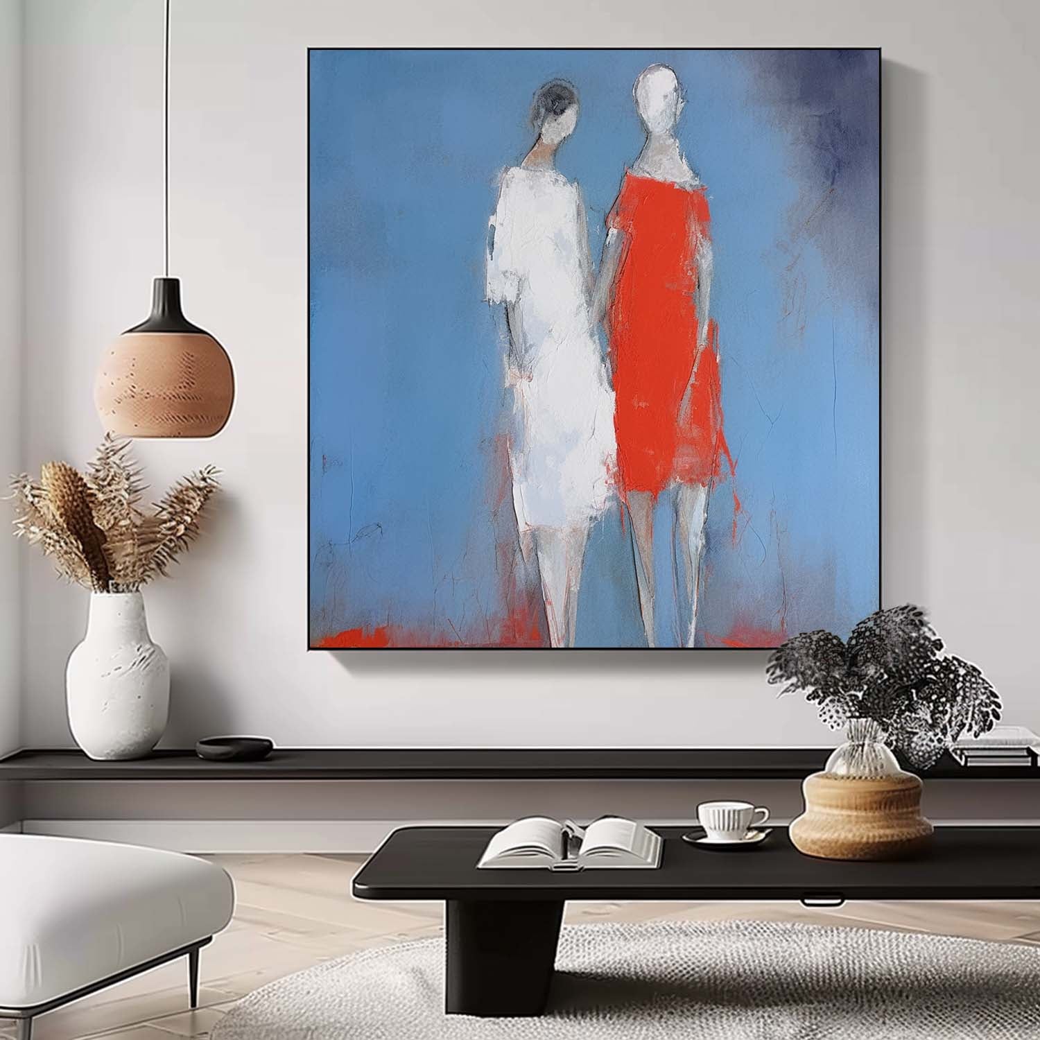 Wall Art Impasto People Silhouette Moody