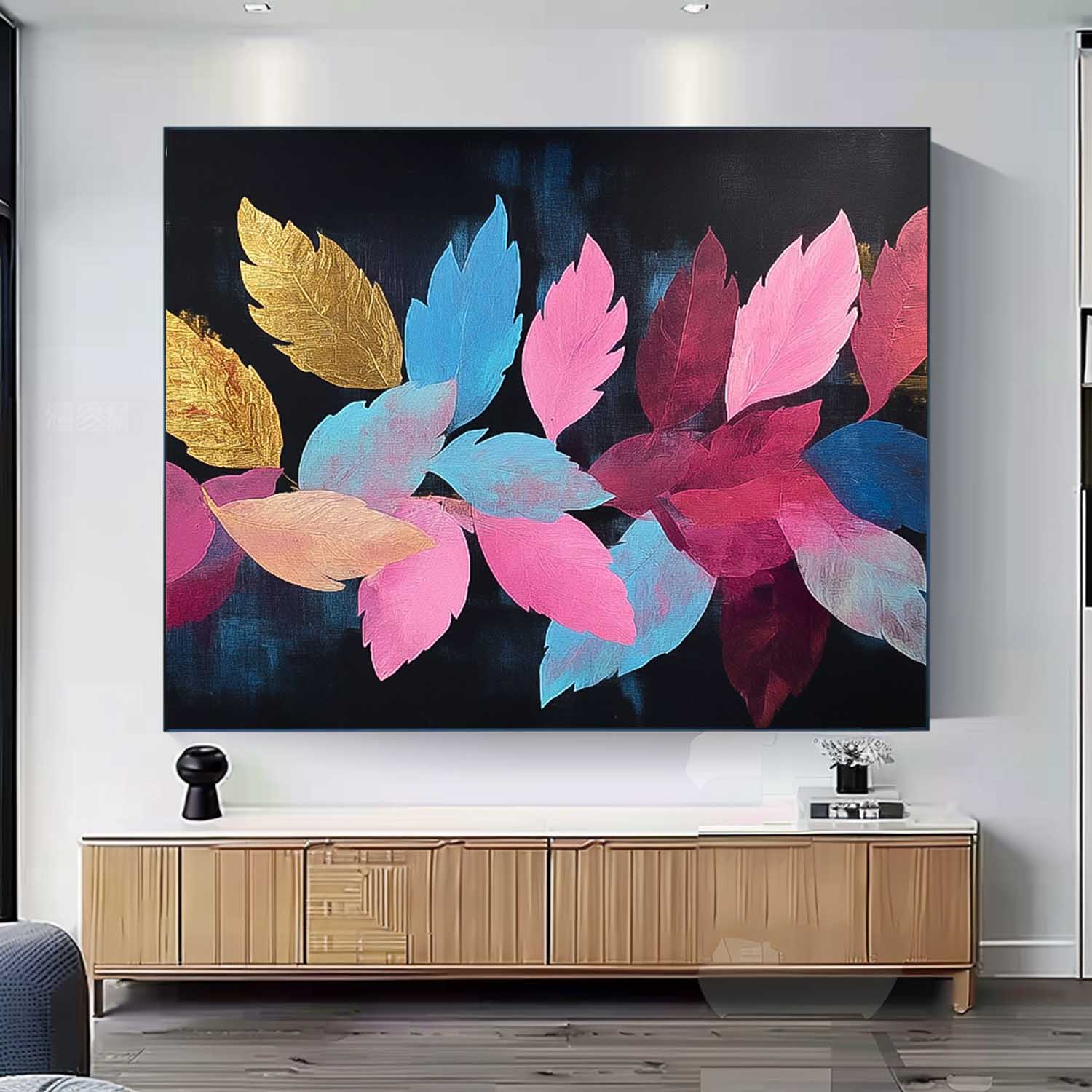 Wall Art Flower Design Colorful Leaf
