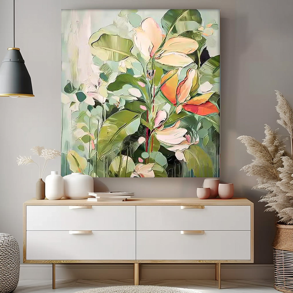 Wall Art Pastel Magnolia Floral Foliage